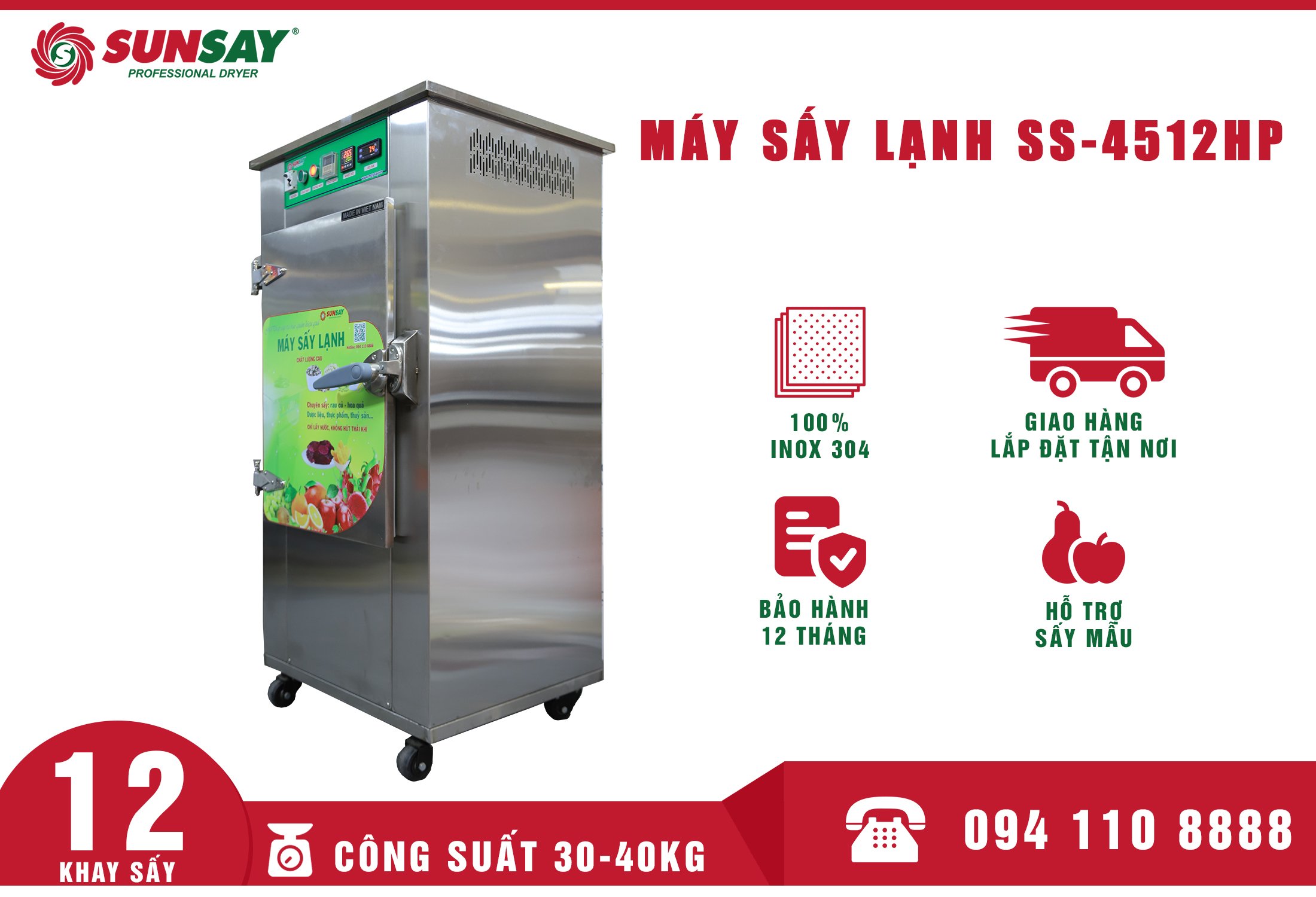 Máy sấy lạnh mini 12 khay SUNSAY