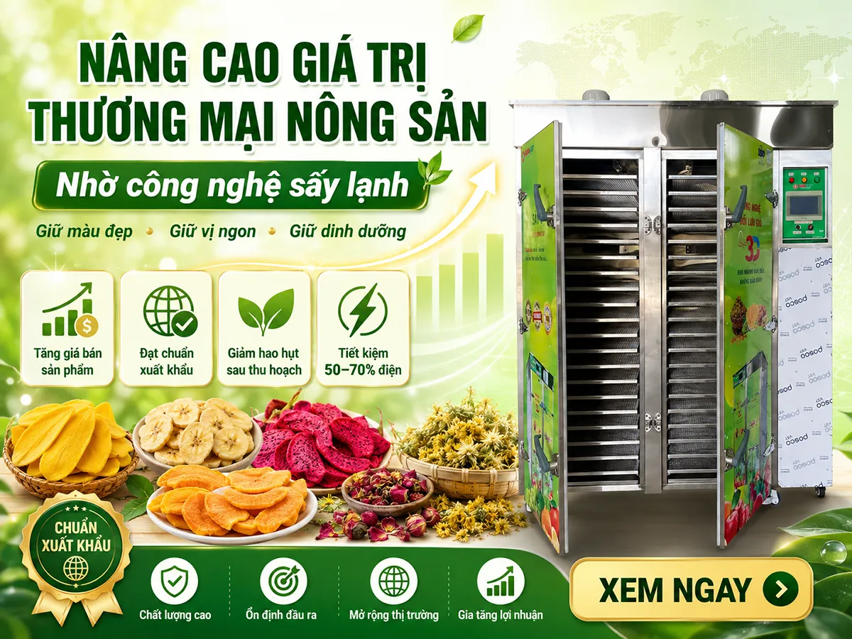 Máy sấy lạnh SUNSAY giúp nâng cao giá trị thương mại nông sản bằng cách giữ trọn hương vị, màu sắc và dinh dưỡng trong từng sản phẩm sau chế biến