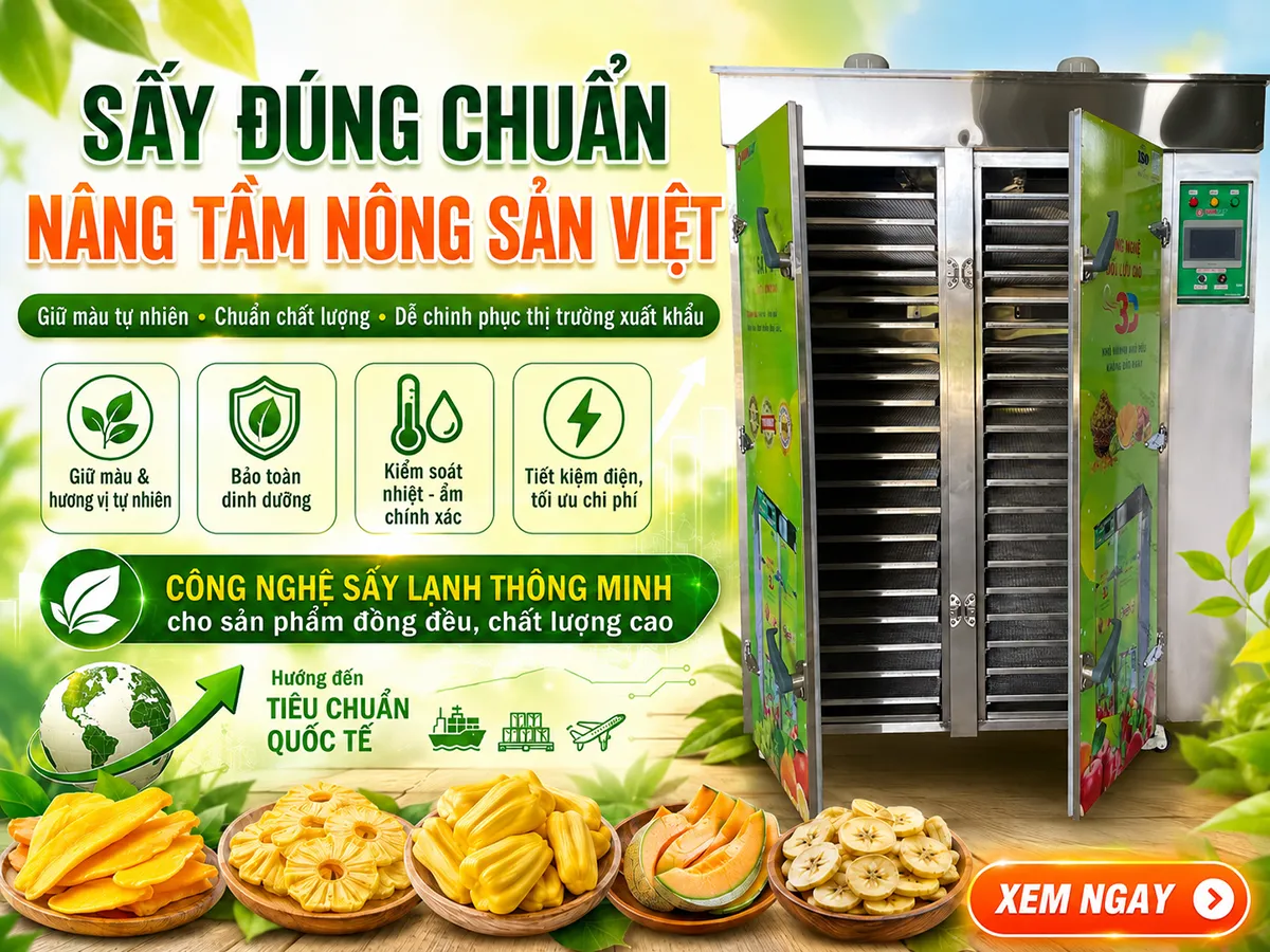 Để nâng cao giá trị nông sản và đáp ứng tiêu chuẩn quốc tế, doanh nghiệp cần đầu tư công nghệ sấy đúng chuẩn ngay từ khâu chế biến