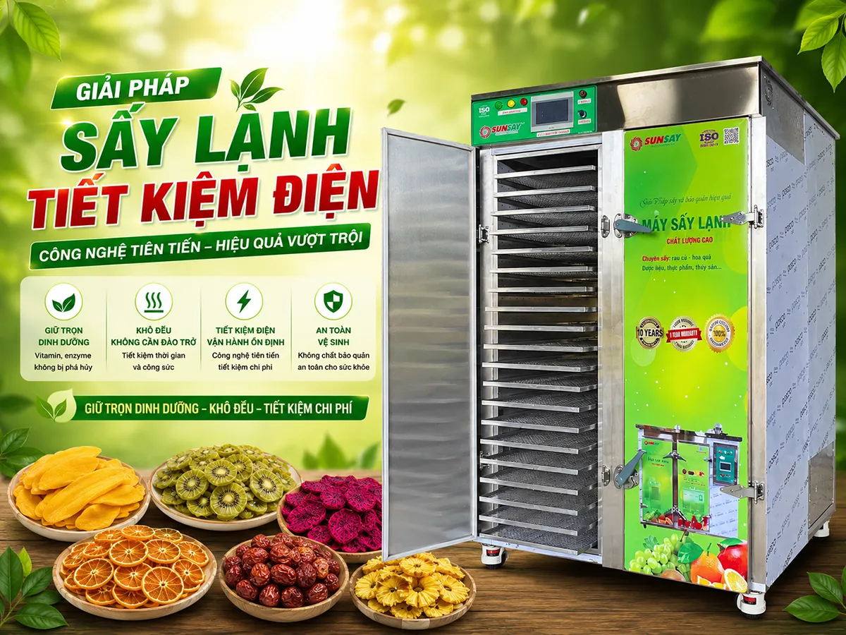 Giải pháp sấy tiết kiệm điện từ máy sấy lạnh không chỉ giúp giảm chi phí vận hành mà còn đảm bảo chất lượng nông sản đầu ra đạt tiêu chuẩn xuất khẩu