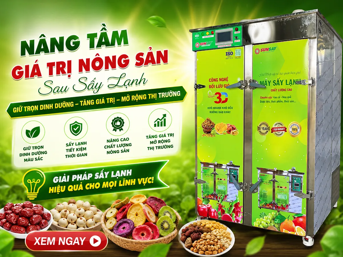 Giá trị nông sản sau sấy lạnh được nâng cao nhờ giữ trọn màu sắc, hương vị và chất lượng nguyên bản.
