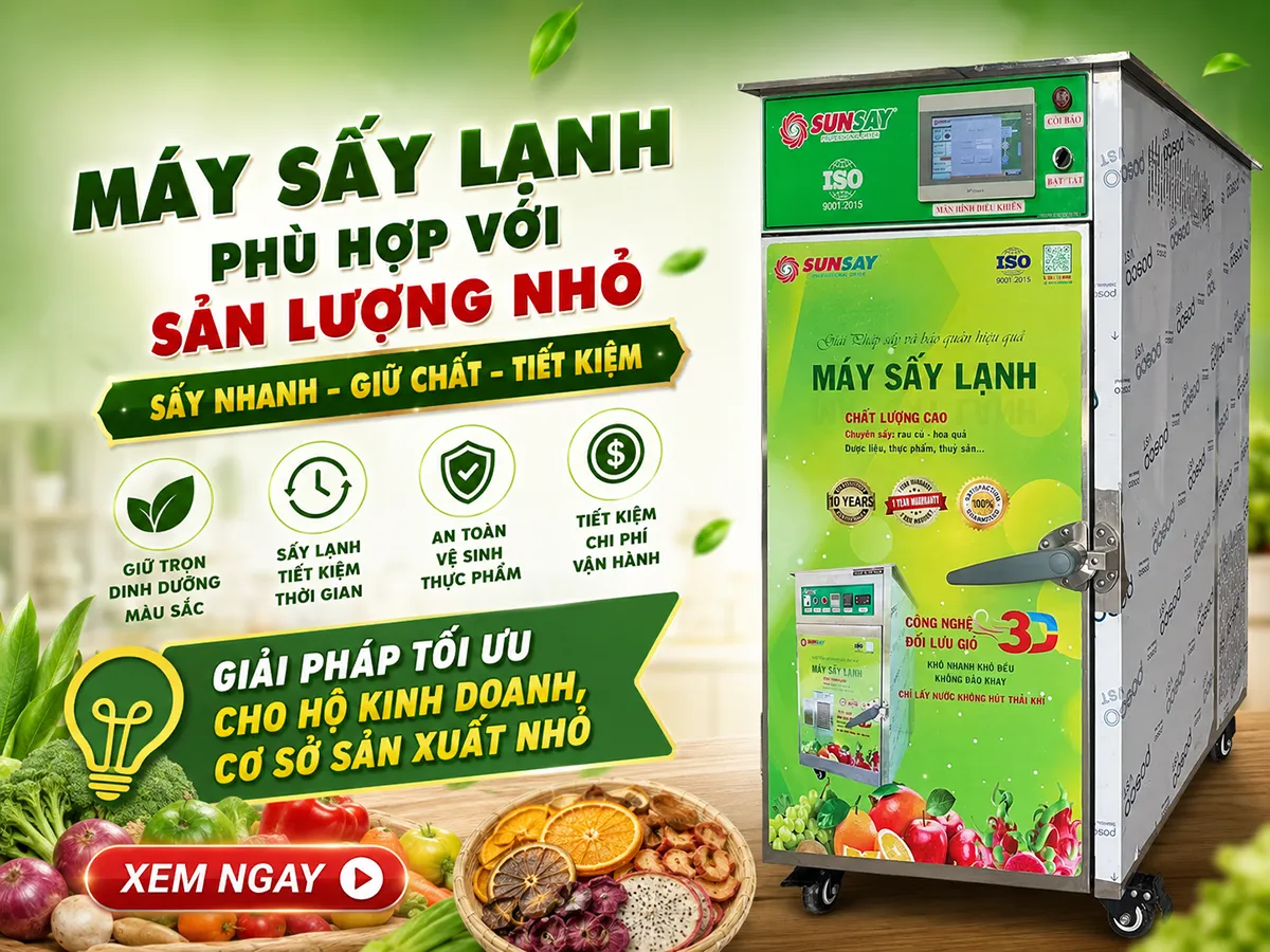 Máy sấy phù hợp với sản lượng nhỏ giúp bạn khởi đầu kinh doanh mà không cần đầu tư quá lớn.