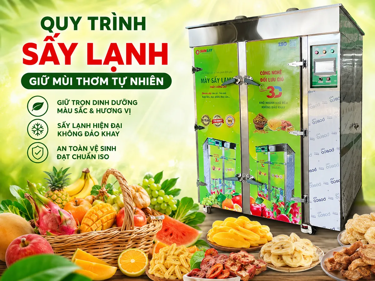 Quy trình sấy lạnh giữ mùi thơm tự nhiên là giải pháp giúp trái cây, dược liệu và hải sản giữ được hương vị gần với nguyên bản sau sấy.